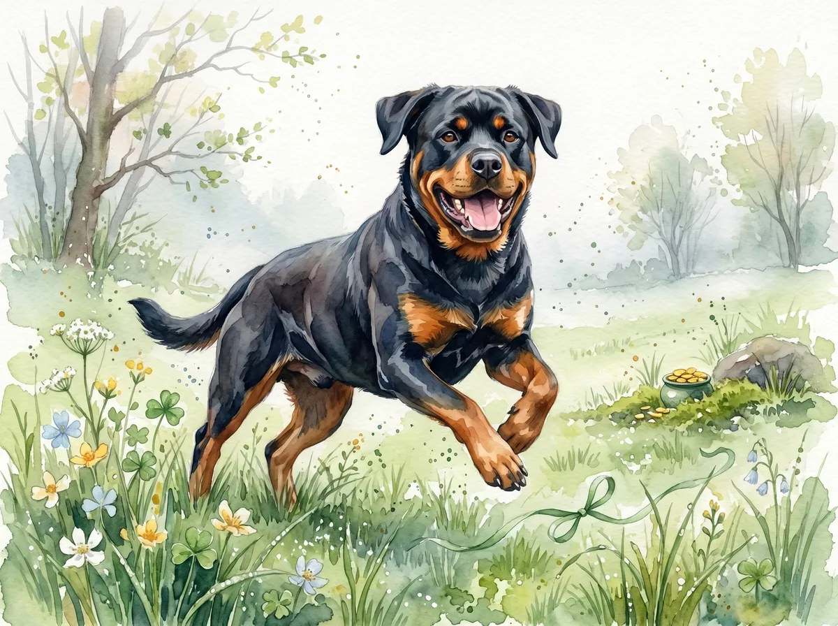 Rottweiler watercolor calendar month 3